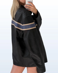 Mujer-Chaqueta informal de cuero de moda al aire libre con bolsillos laterales/logotipo personalizado - Product Image 6