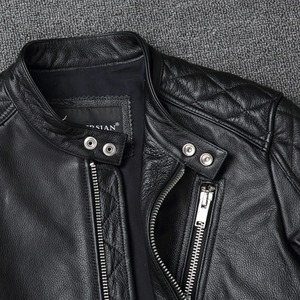 Nouvelle mode hommes veste en cuir 100% véritable manteau en peau de vache rayures blanches Cool Biker Slim court automne vêtements en cuir. Élevé - Product Image 4