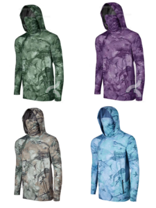Vêtements de pêche à manches longues personnalisés UPF 50, chemises de pêche à capuche pour hommes, protection UV, séchage rapide, sweat à capuche de pêche masqué - Product Image 4