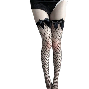 Calze a rete sexy trasparenti da ragazza, a fantasia unita, in nylon e spandex, a compressione, al ginocchio - Product Image 2