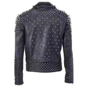 Veste en cuir d'agneau de style punk faite à la main sur mesure pour homme, vintage, respirante, mode d'hiver, cloutée, vente chaude, meilleure vente - Product Image 6