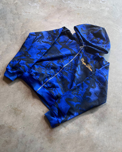 Hombres peso pesado alta calidad cómodo Streetwear 450 GSM personalizado desgastado bordado Sudadera con capucha cara completa Zip up Sudadera con capucha para hombres - Product Image 2
