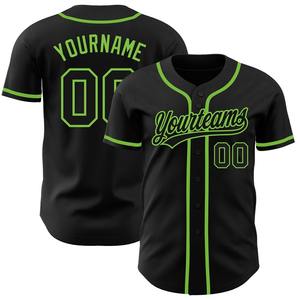 Camiseta de béisbol auténtica, ropa de equipo personalizada, negra, verde neón, superventas - Product Image 1