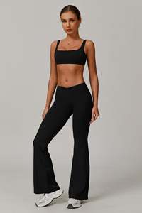 Logo personnalisé noir Maeve soutien-gorge de sport élégant encolure carrée et dos respirant séchage rapide fort impact femmes Gym Fitness soutien-gorge de sport - Product Image 3