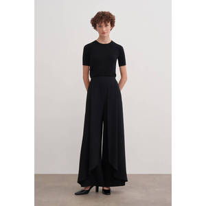 High Waist Crepe Solid Color Trousers <b>Skirt</b>-<b>Black</b> - Product Image 2