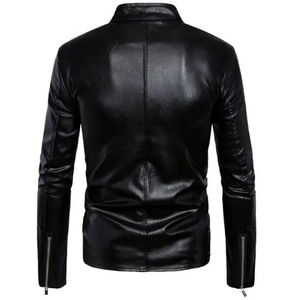 Veste en cuir personnalisée à la mode pour hommes 2025 Veste en cuir pour hommes décontractés Veste de vêtements mince et séduisante pour homme - Product Image 5