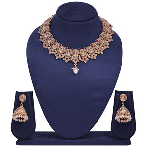 Conjunto de Joyería de Imitación Antigua, Collares de Templo del Sur de la India con Cadenas de Perlas - Proveedor de Joyería India con Baño Mate - Product Image 1