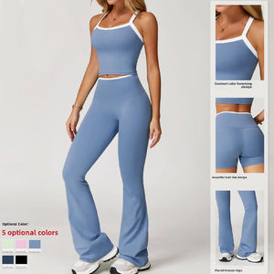 2026 Women Sports <b>Crop</b> Jacket Long Pants Quick Drying Yoga 2 Piece Set <b>Lady</b> Yoga Wear <b>Jogger</b> Two Piece Pants Set for Women - Product Image 2