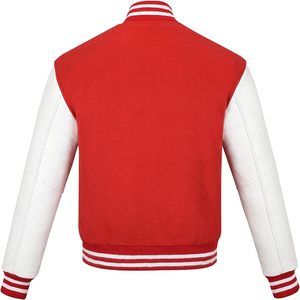 เสื้อแจ็กเก็ตทีมโรงเรียนผ้าวูลผสมกับแขนเสื้อหนัง PU ปักโลโก้ - Product Image 3