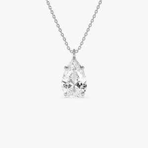 Collier pendentif irrésistible fait main en forme de poire avec diamant de laboratoire 3,00 carats E-F VVS1-VS1 Or 14K pour usage quotidien, idée cadeau - Product Image 2