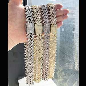 Collier à maillons cubains en argent sterling 925 jaune blanc 14 carats personnalisé VVS Moissanite diamant fin en or rose cadeau pour chaînes - Product Image 3