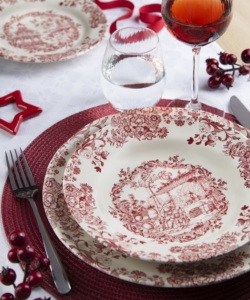 Set di Stoviglie 12 Piatti in Ceramica Multicolore Moderno Durevole Ecologico Adatto al Microonde Tema Vintage Floreale Les Voyages Excelsa - Product Image 5