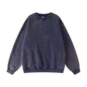 2025 sudaderas con capucha de cuello redondo de algodón Vintage sudadera de lana diseño de lavado ácido personalizado con técnica bordada para primavera otoño - Product Image 5
