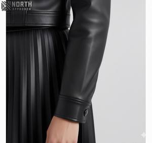 Chaqueta de cuero para invierno, abrigo de moda de manga larga, ropa de abrigo ajustada para otoño, uso diario, chaqueta de cuero personalizada para mujer - Product Image 4