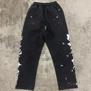 Pantalones con parche bordado con apliques personalizados, pantalones acampanados de algodón holgados lavados con ácido de lujo Vintage para hombre - Product Image 4