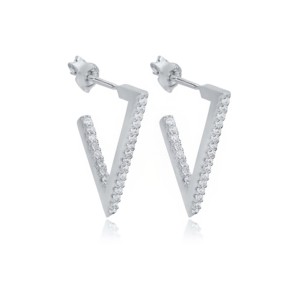 Boucles d'oreilles géométriques en zircon, design triangulaire, fabrication artisanale turque, bijoux en argent sterling 925, vente en gros - Product Image 3