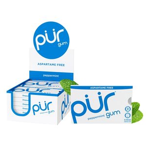Goma PUR |   Chicle Sin Aspartamo |   100% Xilitol |   Goma de mascar con sabor a menta natural, 9 piezas (paquete de 12) - Product Image 4