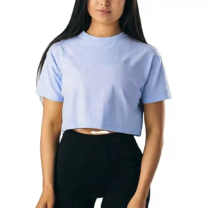 New Design Hot Selling Summer Women <b>Crop</b> <b>Top</b> High Quality Solid Color Loose Fit Short Sleeves <b>Crop</b> <b>Top</b> - Product Image 4