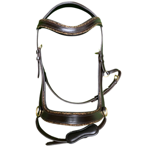 Brida Inglesa de Cuero Vegetal para Equitación, Brida Acolchada Elevada sin Bocado con Cristales, Equipo de Adiestramiento - Product Image 1