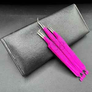 Pinzas para pestañas con agarre de diamante de acero inoxidable sostenible japonés rosa fuerte pinzas para pestañas con logotipo privado con cara de muñeca - Product Image 1
