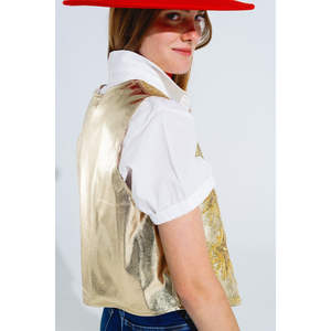 Chaleco Abierto con Estrellas Bordadas en Dorado - Product Image 5