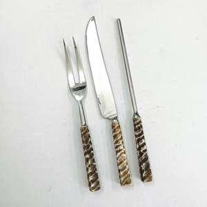 Juego de Cubiertos de acero inoxidable de 3 uds de alta calidad con asas de resina antiguas doradas duraderas aptas para lavavajillas para uso en la cocina - Product Image 1