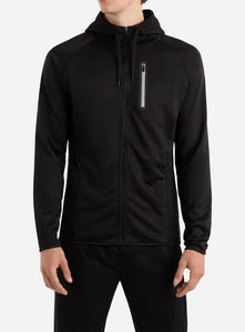 Wholesale Casual <b>Black</b> <b>Zipper</b> up Jacket Fashionable Outdoor Sports Gym Fitness <b>Hoodie</b> for Men Hooded Collar with Printed Pattern - Product Image 5