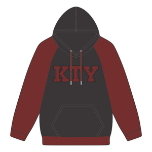 Sweat à capuche DST Delta Black Body Red Raglan à rayures fines en coton mélangé, vêtements de sororité grecque Divine Nine - Product Image 3