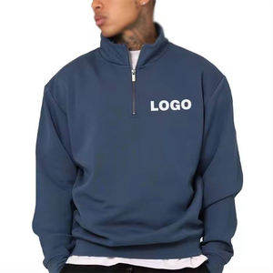 Sudadera con Capucha Personalizada OEM, 420GSM, Gruesa, con Cierre de 1/4, Diseño Sólido, Invierno 2026, Algodón, Bordada, con Cuentas, Transpirable, de Secado Rápido - Product Image 1