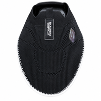 Empeignes de chaussures en textile tricoté noir avec boucle de traction et bordure surjetée blanche pour la production de chaussures