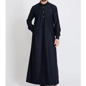 Mejor venta 2025 nuevo Color azul ropa islámica Vintage algodón de talla grande hombres Thobe Material de tela de la mejor calidad para Ramadán - Product Image 1