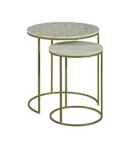 Table basse vintage de style unique avec finition antique en métal et marbre Table d'appoint de canapé en métal au design luxueux à prix abordable - Product Image 5