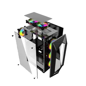 Custodia per PC Kinpower ATX con ventole RGB da 6 pezzi da 120mm custodia per giochi per Computer vetro temperato Mid-Tower