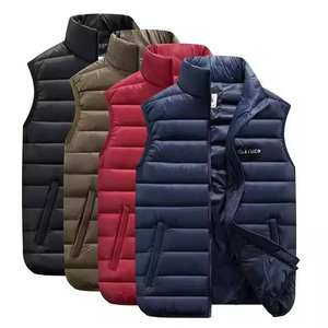 Nouveaux hommes léger chaud pleine fermeture éclair résistant à l'eau sans manches gilet bouffant grandes tailles col montant uni teint pour l'hiver - Product Image 4