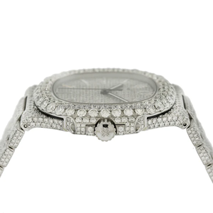 Reloj mecánico clásico de Hip Hop de oro blanco 2024 totalmente helado Vvs Lab Diamond movimiento automático relojes de esfera redonda - Product Image 2