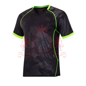 Camiseta de Fútbol Geométrica Negra y Verde para Hombre, Manga Corta, Cuello en V, Poliéster que Absorbe la Humedad, Ajuste Atlético, para Todas las Temporadas - Product Image 2