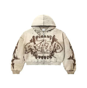 Sweat-shirt décontracté pour homme, style streetwear, capuche oversize, design découpé, 100% coton, doublé, imprimé délavé - Product Image 2