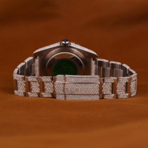 นาฬิกาข้อมือผู้ชายสุดหรู สแตนเลสสตีล เงินแท้ 925 ประดับเพชรเต็มหน้าปัด ตัวเลขแบบอารบิก หน้าปัดกระจก 41 มม. สไตล์ฮิปฮอป - Product Image 3