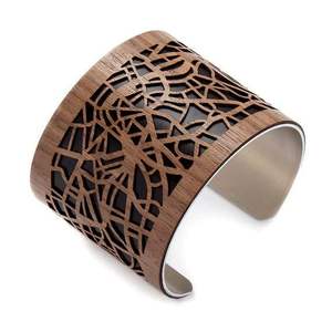 Venta al por mayor de diseño de lujo superventas brazalete de madera de señora de alta calidad mejor acabado de madera latón brazalete Conjunto personalizado - Product Image 2