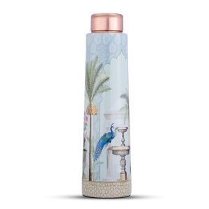 Botella aplicable ecológica de cobre puro con estampado esmaltado Ayurvédico hecho a mano de alta calidad, precio a granel para beber directamente para uso diario - Product Image 1