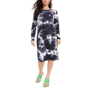 Vestido Midi Azul Tie-Dye para Niñas, Talla XL, Estilo Elegante y Urbano, Transpirable, Natural, Hasta la Rodilla, para Invitadas - Product Image 1