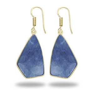 ต่างหูหินธรรมชาติสุดน่ารัก ชุบทองเหลือง แบบห้อยระย้า ของขวัญงานแต่งงานสำหรับผู้หญิง ต่างหูควอตซ์ดูมอร์เทียไรต์ - Product Image 3