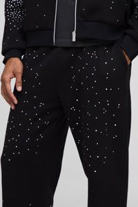 Dernier modèle de sweat à capuche et jogging personnalisés surdimensionnés avec strass zippés Survêtement respirant en coton mélangé avec strass - Product Image 2