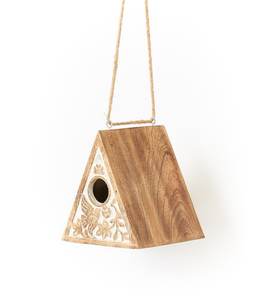 Casa de pájaros de madera Alimentador colgante Casa de colibrí Patio Decoración Jardín Al Aire Libre Casa de pájaros única Casa de madera hecha a mano - Product Image 4