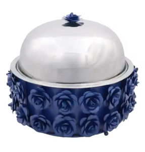 Blue Color Flower Stand Hotpot Best Quality Handmade Luxury Casserole Metal Minimalist Color Box with Steel Lid - Product Image 1