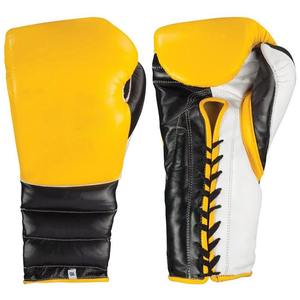 Gants de boxe noirs pour adultes-Design professionnel à lacets avec logo personnalisé-Matériau en cuir véritable - Product Image 1