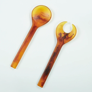 Ensemble de couverts en résine coulée à la main, couverts en résine design, cuillère à salade, ustensiles de cuisine, cuillère de service, fourchette, articles ménagers, vaisselle - Product Image 2