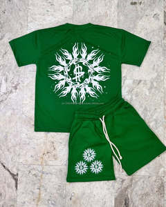 Ensemble short d'été Ensemble short t-shirt à manches courtes multicolore pour hommes Ensemble deux pièces logo personnalisé Ensemble décontracté d'été respirant pour hommes - Product Image 6