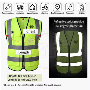 Chaleco de Seguridad Reflectante de Alta Visibilidad, Sin Mangas, de la Mejor Calidad, Superventas, con Certificación ANSI Clase 1, LED Intermitente, Impermeable, con Logotipo - Product Image 3