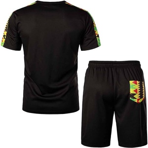 Nouveauté été, ensembles de shorts décontractés pour hommes, shorts à manches courtes, vêtements unis, ensembles 2 pièces, t-shirt et short - Product Image 2